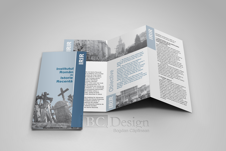 Grafică pliant pentru Institutul Român de Istorie Recentă