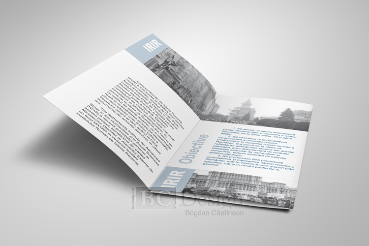 Grafică pliant pentru Institutul Român de Istorie Recentă